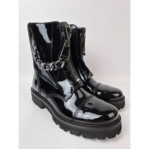 Zadig & Voltaire Women's Black Joe Cecilia Patent Leather Ankle Boot Size 38 EU